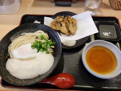 ★月見とろろうどん(冷やし)に舞茸天を追加 ★月見とろろうどん(冷やし)に舞茸天を追加