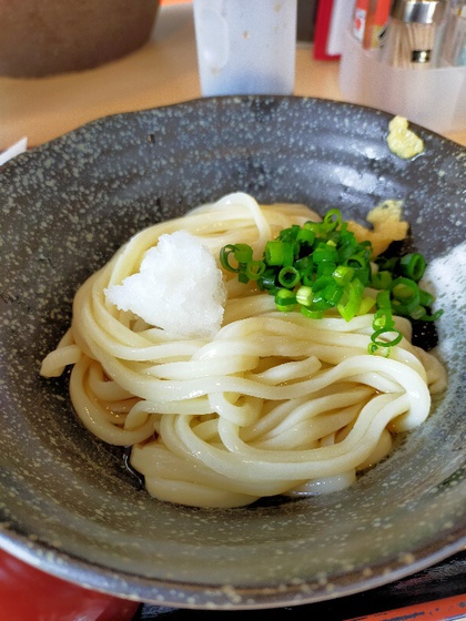★定番の天ぷらうどん(冷やし)に小ライスもありかな ★定番の天ぷらうどん(冷やし)に小ライスもありかな
