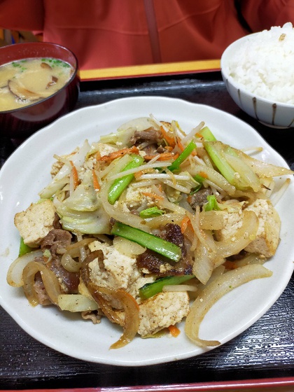 ★地元の定食屋さん、まあさん堂のナス味噌定食と中味汁 ★地元の定食屋さん、まあさん堂のナス味噌定食と中味汁