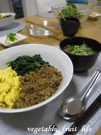 三色丼★梨入り彩りサラダ 2008/08/25 17:02:58
