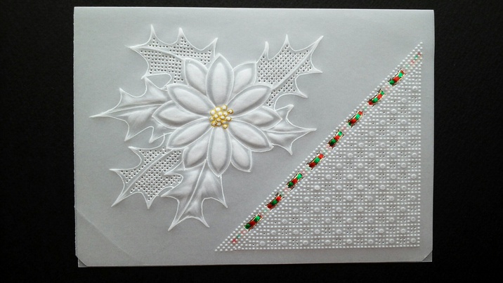 クリスマスシリーズ3 HOLY Leaf & Poinsettia in white クリスマスシリーズ3 HOLY Leaf & Poinsettia in white