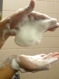 茶のしずく石鹸のふわふわの弾力の泡