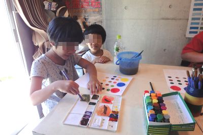 7月「絵の具の技法を学ぼう」1日目