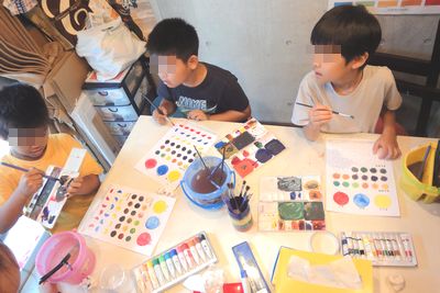 7月「絵の具の技法を学ぼう」1日目