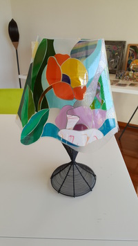布製のランプをグラスアートでリニューアル