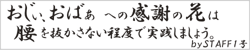 おじぃ、おばぁへの感謝の花は腰を抜かさない程度で実践しましょう。
