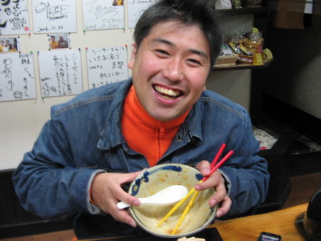 「タコスそば」大好き!梅田潤さん来店。