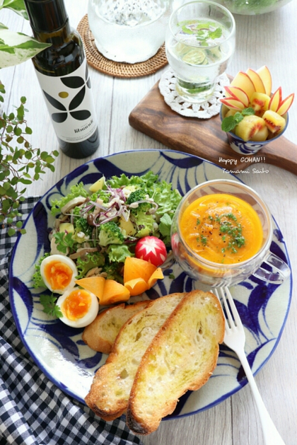 ワンプレ朝ごはんとオリーブオイル ワンプレ朝ごはんとオリーブオイル
