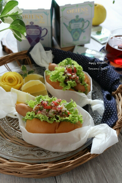サルサミニドックで朝ごはん サルサミニドックで朝ごはん