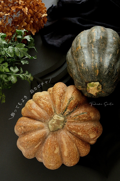 島かぼちゃのティラミス風～ブドウの飾り切り