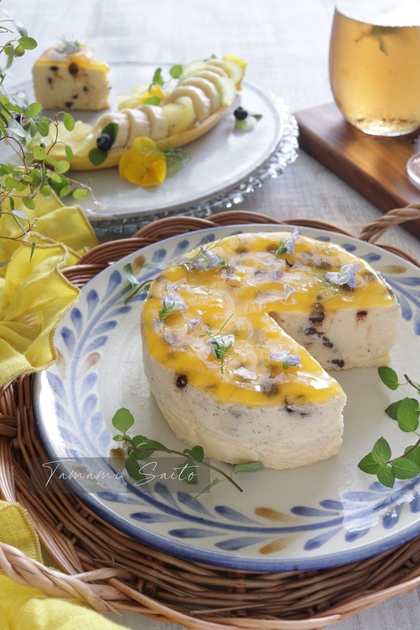 バナナチーズケーキとおめかししたバナナ バナナチーズケーキとおめかししたバナナ