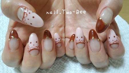 ピンクベージュ×ブラウン GEL