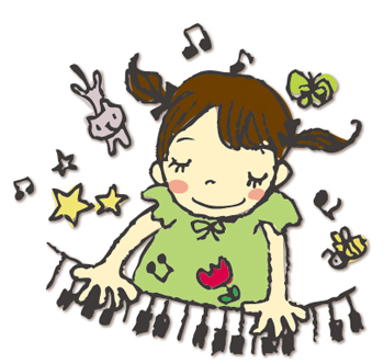 ピアノを弾く女の子イラスト
