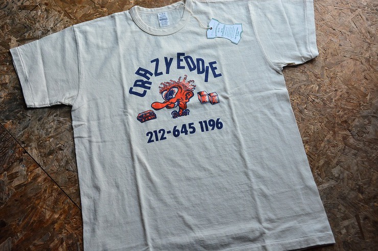 WAREHOUSEウエアハウス2024SS セコハンプリントTシャツ「CRAZY EDDIE 