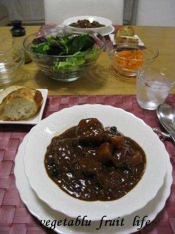 ビストロシェフ パパイヤ ブルーベリービーフシチュー 野菜ｿﾑﾘｴの おうちでごはん