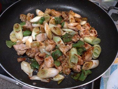 またまた鶏もも肉と長ネギのオイスターソース炒め！