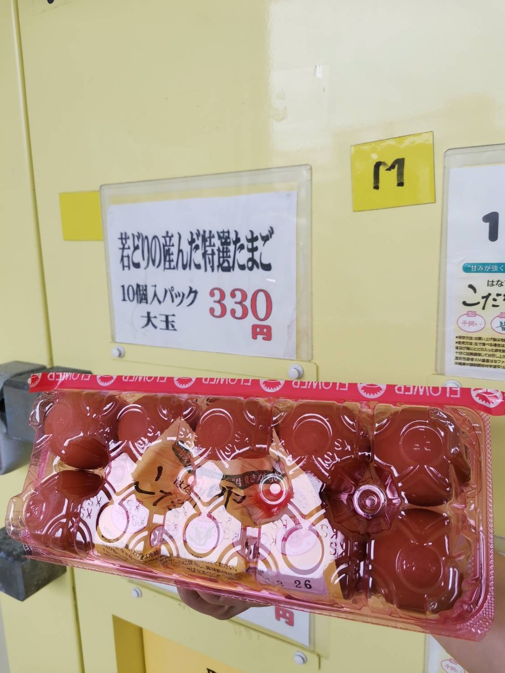 65回目 はなファームうみたてたまご 読谷村 たまごの自販機 沖縄自販機 食べ歩き ファミコン