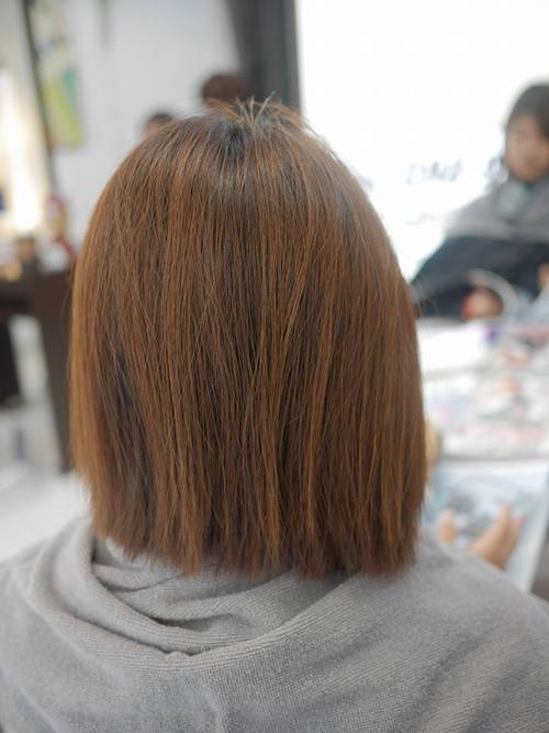 ばっさり ストレートロングからショート 綺麗な内巻きボブに 沖縄市 美容室 Hair Dco
