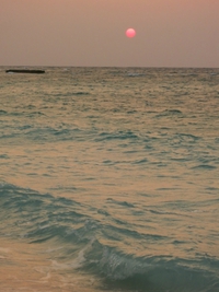 今日のニシ浜の夕日
