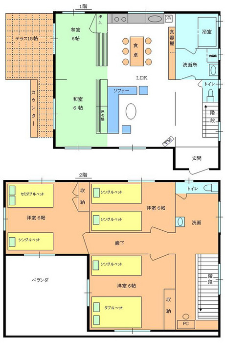 マンガの間取り 沖縄ペンションへのこtoジュゴン