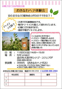 【お知らせ】おきなわヘナ体験会 2018/10/25 13:00:00