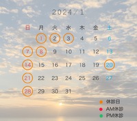 年末年始と1月の休診日について 2023/12/30 14:00:15