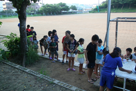 神森小学校のラジオ体操（8/19）