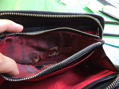 ヴィヴィアン長財布修理完了 沖縄県沖縄市の革工房 K S Factory Handmade Leather Works