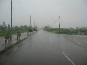 雨のスタート