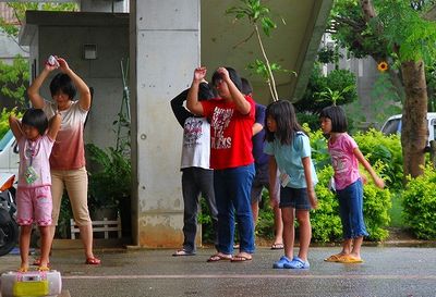 神森小学校に集まって、ラジオ体操