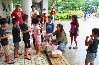 神森小学校に集まって、ラジオ体操