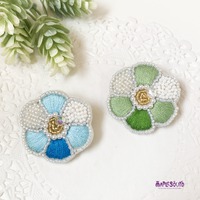 ビーズ刺繍　お花のブローチ完成♪ 2022/04/07 12:50:59