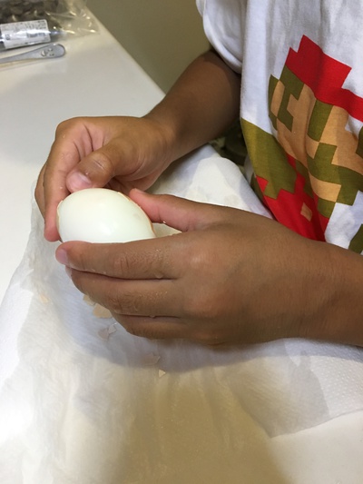 卵アレルギーっ子の調理実習