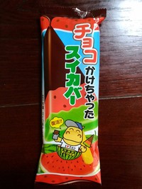 チョコかけちゃったスイカバー食べてみた(*^^)v 2016/04/23 21:44:09
