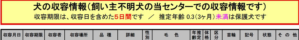 飼い主さんのお迎え待ってます！動物愛護管理センター収容情報（9/2）