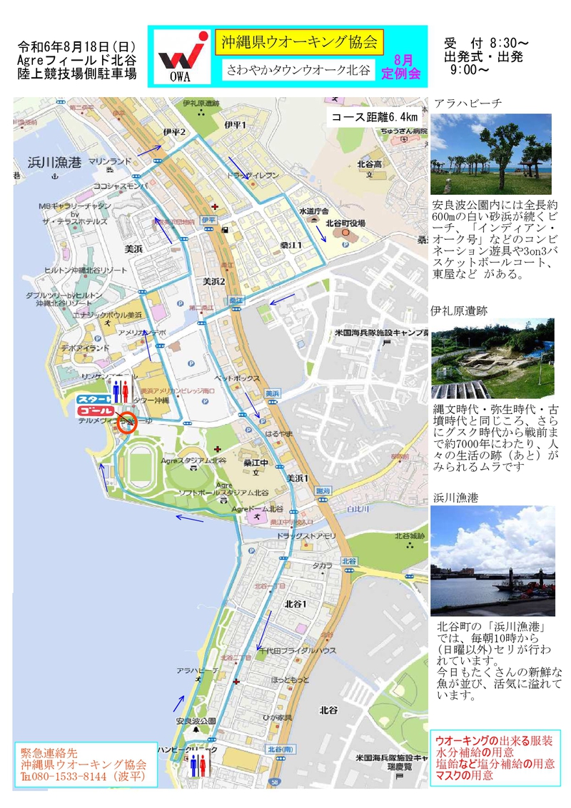 沖縄県ウォーキング協会８月定例会 コースマップ