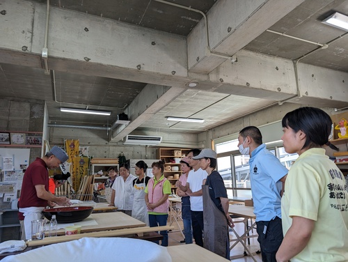 みやこ町蕎麦の会　屋成五段位とそば打ち交流