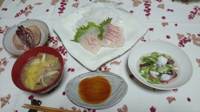 母娘伝 料理 おやこでん りょうり 献立 刺身 里芋の煮物 酢の物