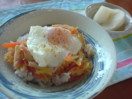 パパイヤシリシリーのっけごはん。