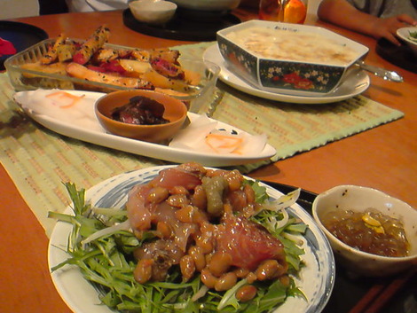 マグロ納豆のサラダ仕立て丼♪