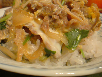 和風レンコンサラダと牛丼。