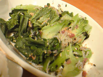 チンゲン菜の梅ジャコがけ