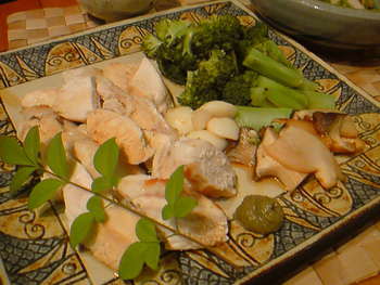 鶏胸肉の酒蒸し柚子こしょうを効かせて♪