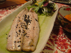 秋刀魚の開き☆梅にんにくペーストのせ。