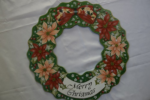 トールペイント作品 クリスマスリース 正反対 可愛いデザイン