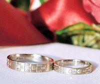 沖縄縁起物結婚指輪“ミンサー柄～カナサン”のアレンジ編完成！