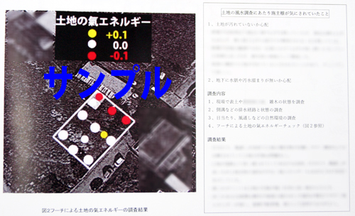 土地の風水調査鑑定サンプル　フーチ診断
