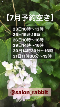 沖縄市エステRabbit予約空き 2019/07/22 09:36:42