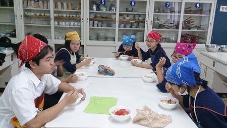 普天間中学校沖縄そば手打ち教室