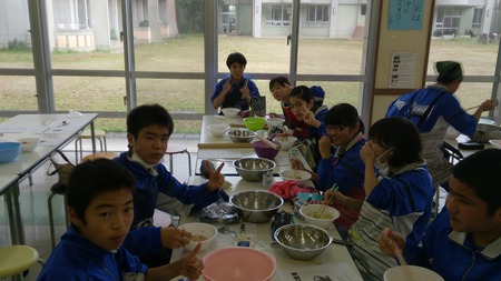 知念中学校沖縄そば手打ち教室